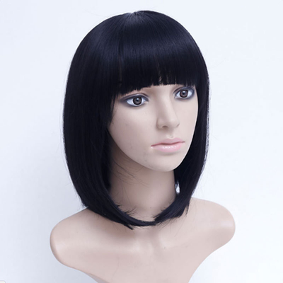 長直した合成髪 蕾付きのパー wig 前面 柔らかくて輝く髪 小型キャップ