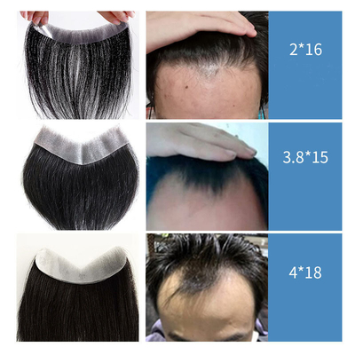 全手製 滑らかな背筋型 ヘアライン 100% 人間の髪の代わり トゥーピー 男性用