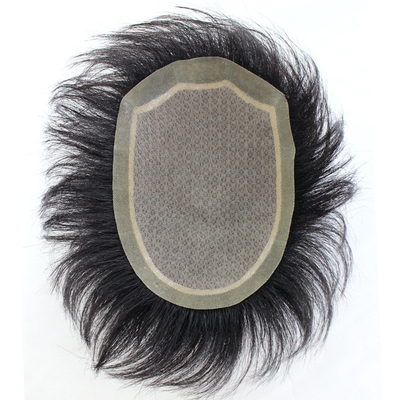 男性のための完璧な解決策 1B 黒のリアルレミーヘアトップパー交換システム