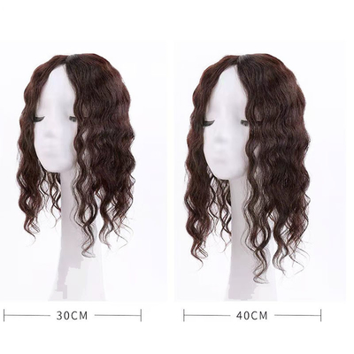 トップ 人髪 レディース ダークブラウン ロング 波紋 巻き糸 トップ クリップ 女性用 ヘア トップス