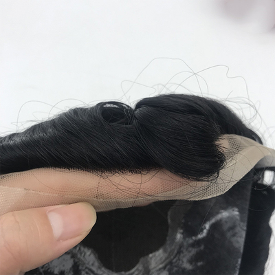 天然黒髪 トゥーピー 6x8 フランス 蕾 メンズ ヘア プラッチ 中国 ヘア 110% 密度