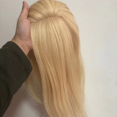 100% 女性用 人髪 トーパー ストレートスタイル 天然シルクベース トーピー