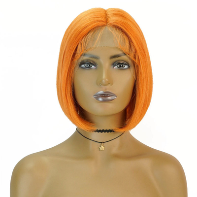 トランスペアレント 蕾 150% 密度 レミー ヘア ハイライト オレンジ ストレート ボブ ベビーヘア付き パーキン