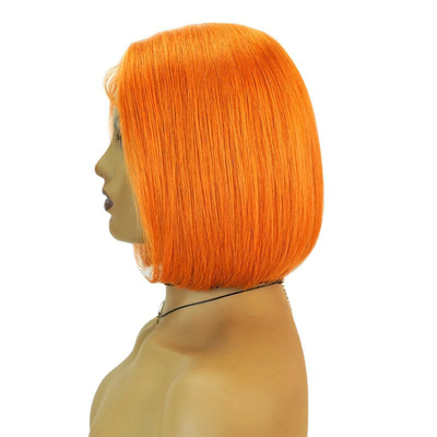 トランスペアレント 蕾 150% 密度 レミー ヘア ハイライト オレンジ ストレート ボブ ベビーヘア付き パーキン