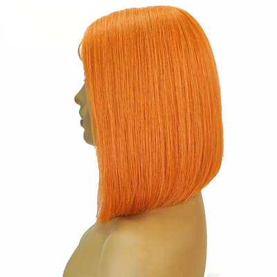 トランスペアレント 蕾 150% 密度 レミー ヘア ハイライト オレンジ ストレート ボブ ベビーヘア付き パーキン